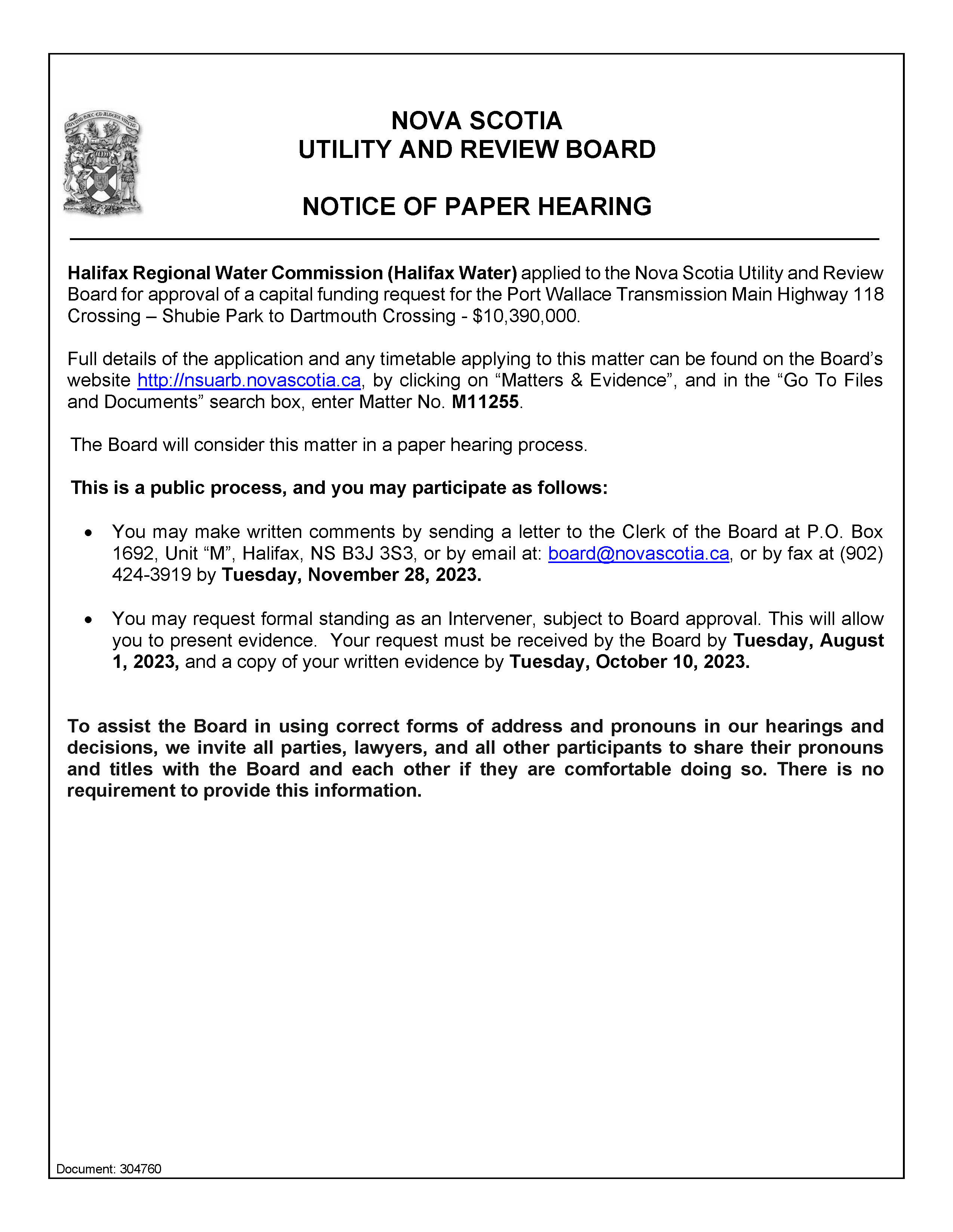 Regulatory Hearings & Filings Halifax Water